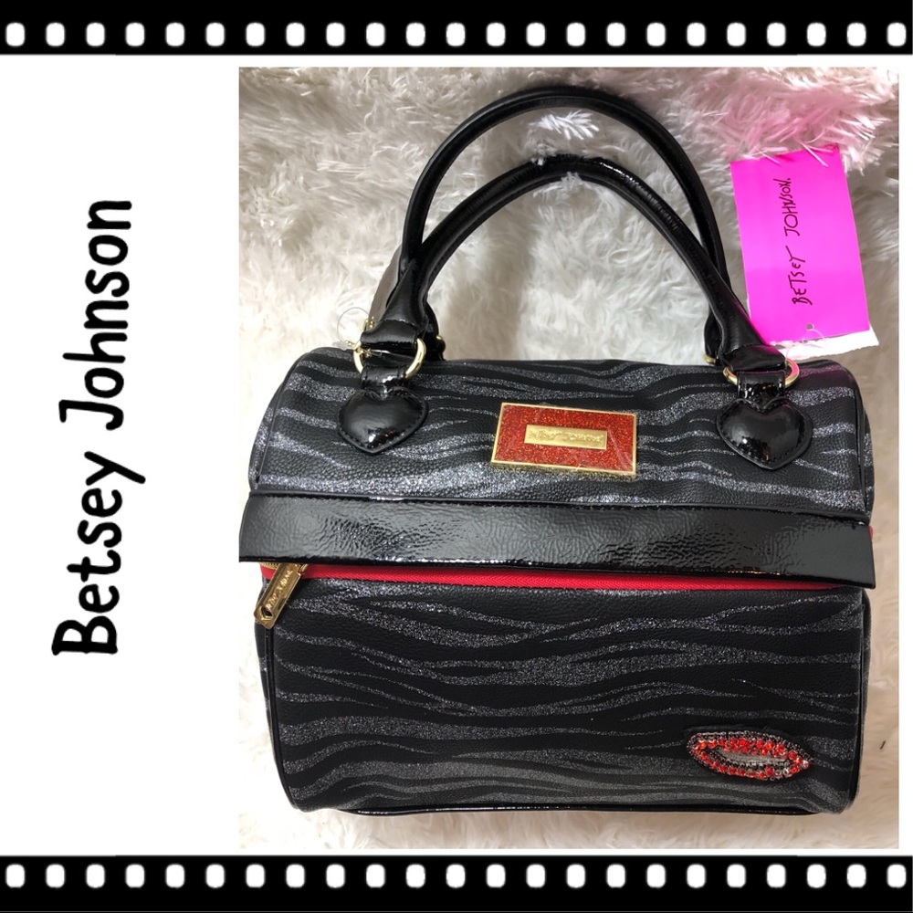 Betsey Johnson Lunch Tote zebra stripe valentine